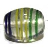 Glaskraal ovaal 18mm tr. l.groen met strepen 2st.