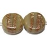 Glaskraal schijf 15x8mm geelgroen gestreept 5st.