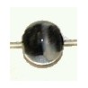 Glaskraal ca 6mm transp/zwart en witte streep 10st
