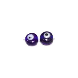 Glaskraal ca 8,5mm plat blauw met oog 10st