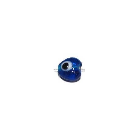 Glaskraal 11mm hartvorm blauw met oog 10st