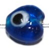 Glaskraal 11mm hartvorm blauw met oog 10st