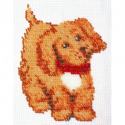 Borduurpakket hond 16x12cm.