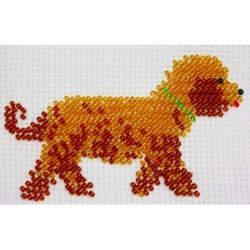 Borduurpakket bruine hond 6x10cm