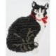 Borduurpakket zwarte kater met strik.16x11cm.