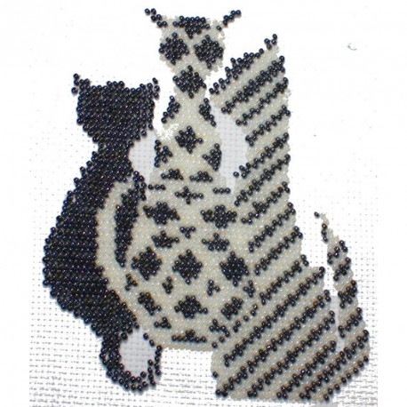 Borduurpakket 4 katten zwart/wit 13x15cm