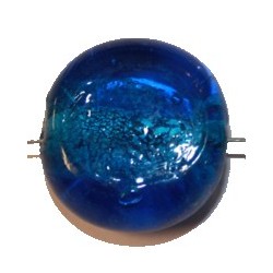 Glaskraal schijf ca23mm blauwgroen p.st