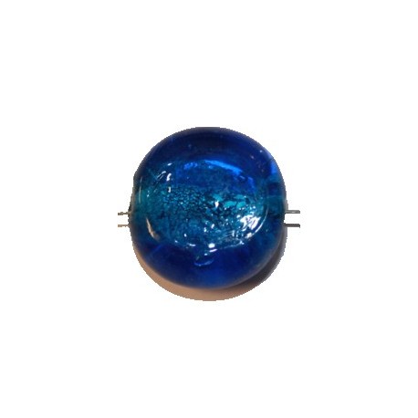 Glaskraal schijf ca23mm blauwgroen p.st