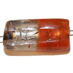 Glaskraal rechthoek 35-40mm oranje/zilver p.st