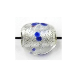 Driehoekige kraal 17mm silverfoil blauwe spikkels