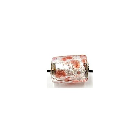 Tonkraal 20x15mm silverfoil rose spikkels p.st