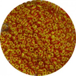 Rocailles 10/0 geel roodgestreept 25gram
