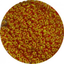 Rocailles 10/0 geel roodgestreept 25gram