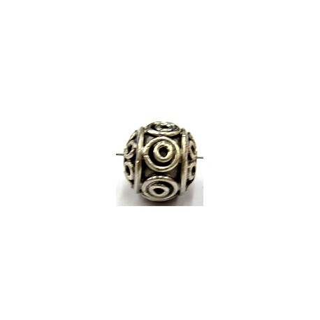 Kraal 10x11mm bewerkt echt zilver per stuk