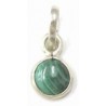 Hanger 11mm zilver met groene gestreepte steen