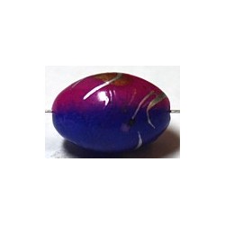 Ovale kraal 18mm blauw/fuchsia gemelleerd 5st.