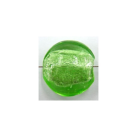 Glaskraal 22mm plat silverf. groen p.st