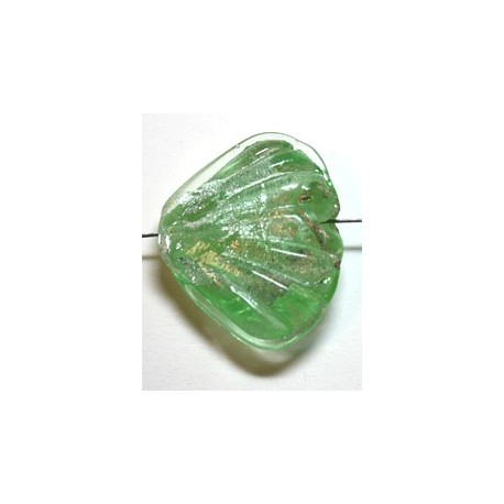 Glaskraal ca. 21mm schelp silverfoil groen p.st