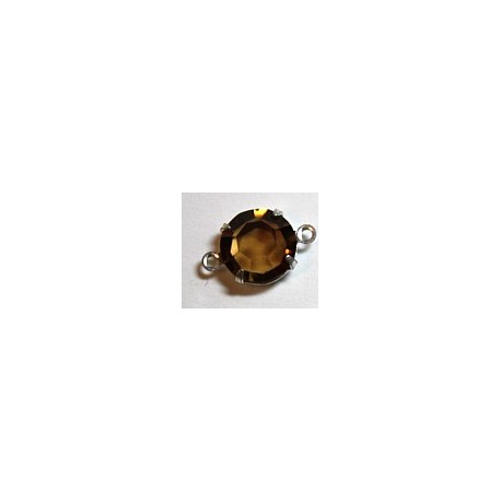 Tussenstuk 12mm met 7mm chaton topaasbruin p.st