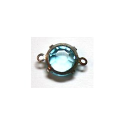 Tussenstuk 12mm met 7mm chaton aqua p.st