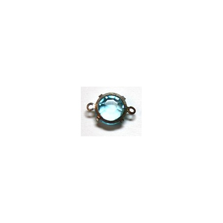 Tussenstuk 12mm met 7mm chaton aqua p.st