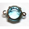 Tussenstuk 12mm met 7mm chaton aqua p.st