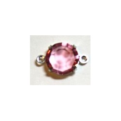 Tussenstuk 12mm met 7mm chaton rose p.st