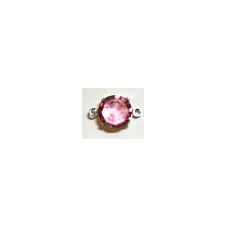 Tussenstuk 12mm met 7mm chaton rose p.st