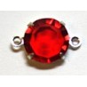 Tussenstuk 12mm zilverkl met 7mm chaton rood.