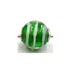 Pandorastyle kr. verz. 3mm gat 15mm rond groen/wit