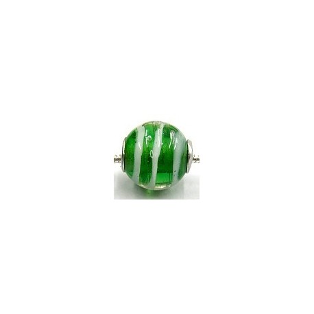 Pandorastyle kr. verz. 3mm gat 15mm rond groen/wit