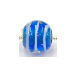 Pandorastyle kr. verz. 3mm gat 15mm rond l.blauw/w