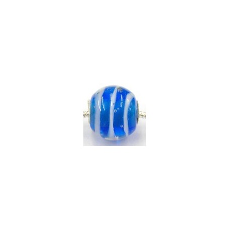 Pandorastyle kr. verz. 3mm gat 15mm rond l.blauw/w