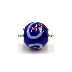 Pandorastyle kr. verz. 3mm gat 15mm rond blauw/bew