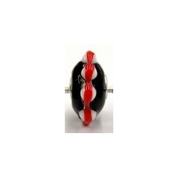 Pandorastyle kr. verz. 3mm gat 12x20mm zwart/rood/