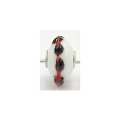 Pandorastyle kr. verz. 3mm gat 12x20mm wit/rood/zw