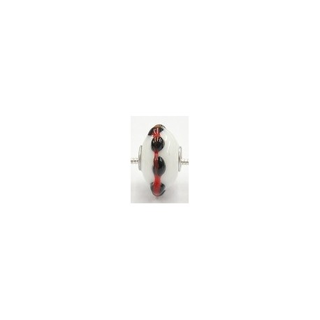 Pandorastyle kr. verz. 3mm gat 12x20mm wit/rood/zw