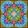 Borduurpakket rose/oranje/blauw 22x22cm.