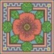 Borduurpakket bloem oranje/groen/blauw 22x22cm.