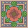 Borduurpakket bloem oranje/groen/blauw 22x22cm.