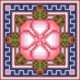 Borduurpakket bloem rose/blauw 20x20cm.