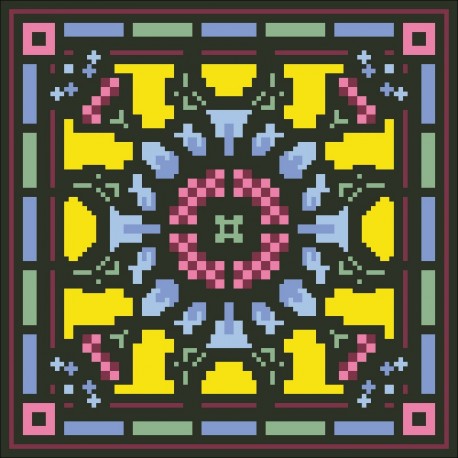 Borduurpakket bloem geel/rose/blauw 22x22cm