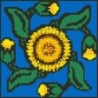 Borduurpakket geel/blauw 22x22cm.