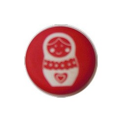Knoop rond 15mm rood met witte baboeshka p.st