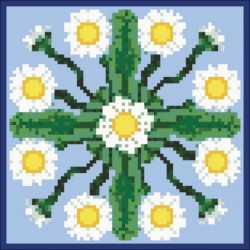 Borduurpakket wit/groen/blauw 17x17cm