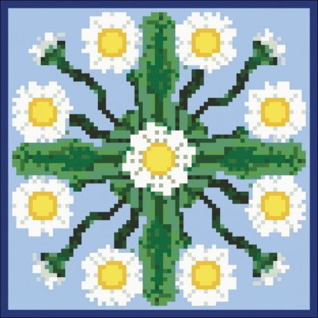 Borduurpakket wit/groen/blauw 17x17cm
