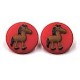 Knoop rond 18mm rood met paard per stuk