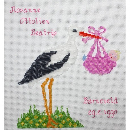 Borduurpakket ooievaar meisje 20x20cm