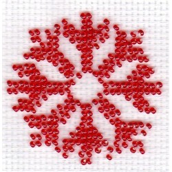 Borduurpakket sneeuwster rood 6x6cm