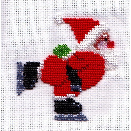 Borduurpakket kerstman schaatsend 9x12cm